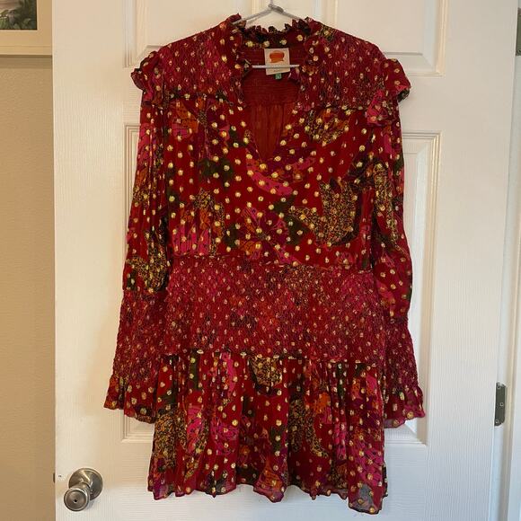 FARM Rio Banana Flowers dress size Large *missing beaded tie* - Picture 1 of 16